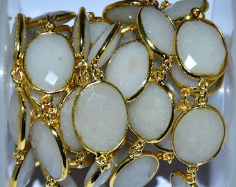 Chaîne de lunette en pierres précieuses avec lunette arc-en-ciel de Pentecôte, chaîne de connecteur arc-en-ciel blanc plaqué or, chaîne de connecteur de chapelet, chaîne de lunette pour la fabrication de bijoux
