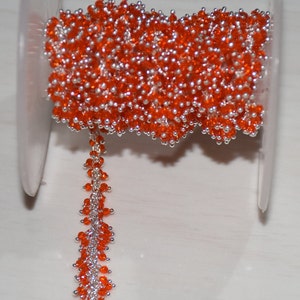 Silver Plated Orange Hydro beads Thick Rosary Chain, Grapes Chain, Beaded Chain, Belly chain, Chain by foot, 2mm bead chain, Body chain