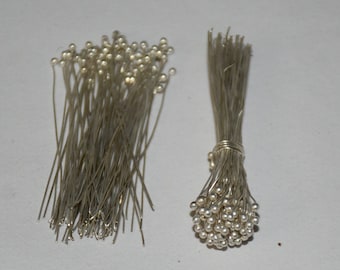 Silver Plated Ball Head Pins, 28 Gauge Jewelry Making Wire