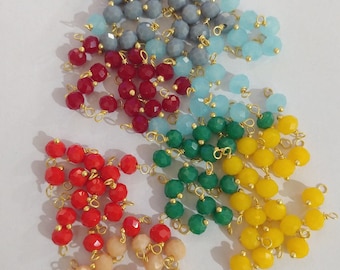 6mm Faceted Glass Bead Charms | Brass Wire Wrapped | Dangle Beads | Rosary Parts | Jewelry Making Supplies, DIY Charms, Crystal Beads Charms