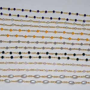Edelsteenkralen & schakelketting Rozenkrans ketting, Bulk Kralen Rondell Rozenkrans, Vergulde Draad Kralen Ketting, sieraden Vind ketting, 3mm kralen ketting