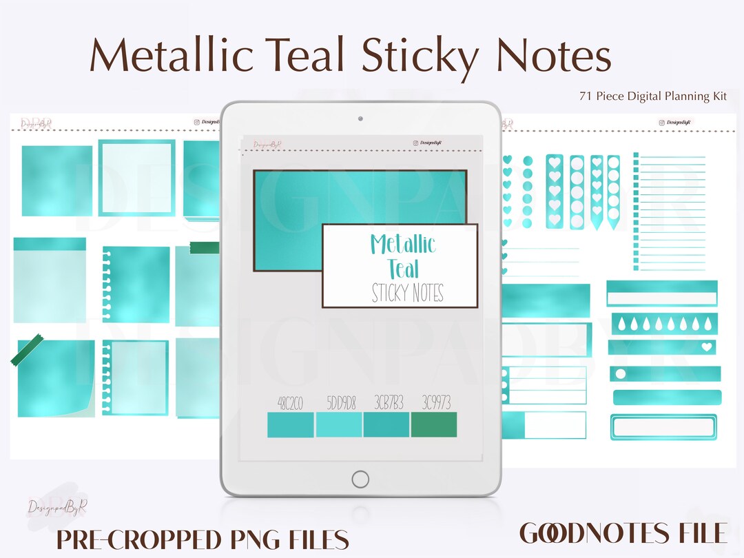 Metallic Sticky Notes Digital Planning Digital Planner Sticker Kit ...
