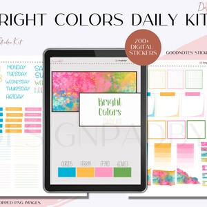 Bright Colors Functional Daily Kit, Goodnotes, Pre cropped Stickers, Sticker Book,  PNG, Digital Notebook Stickers, Goodnotes 5, Set 2