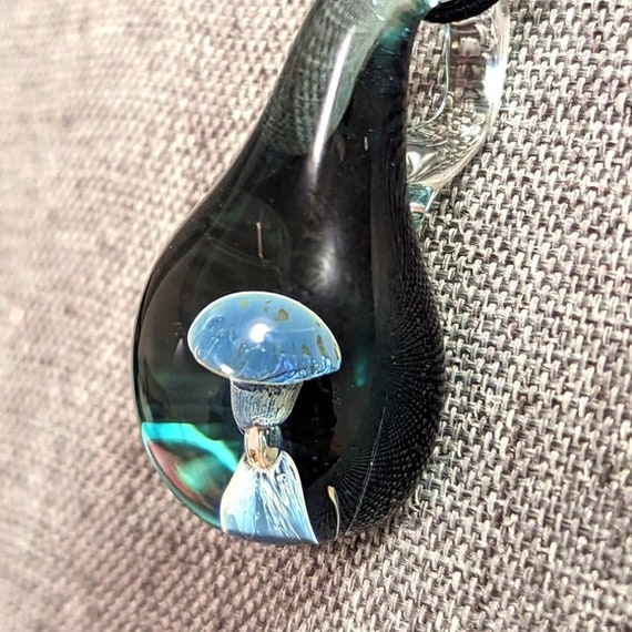 Art Glass Mushroom Pendant Necklace - image 1