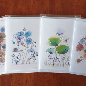 Cartões feitos com minhas pinturas originais em aquarela Moderno Abstrato Minimalista
