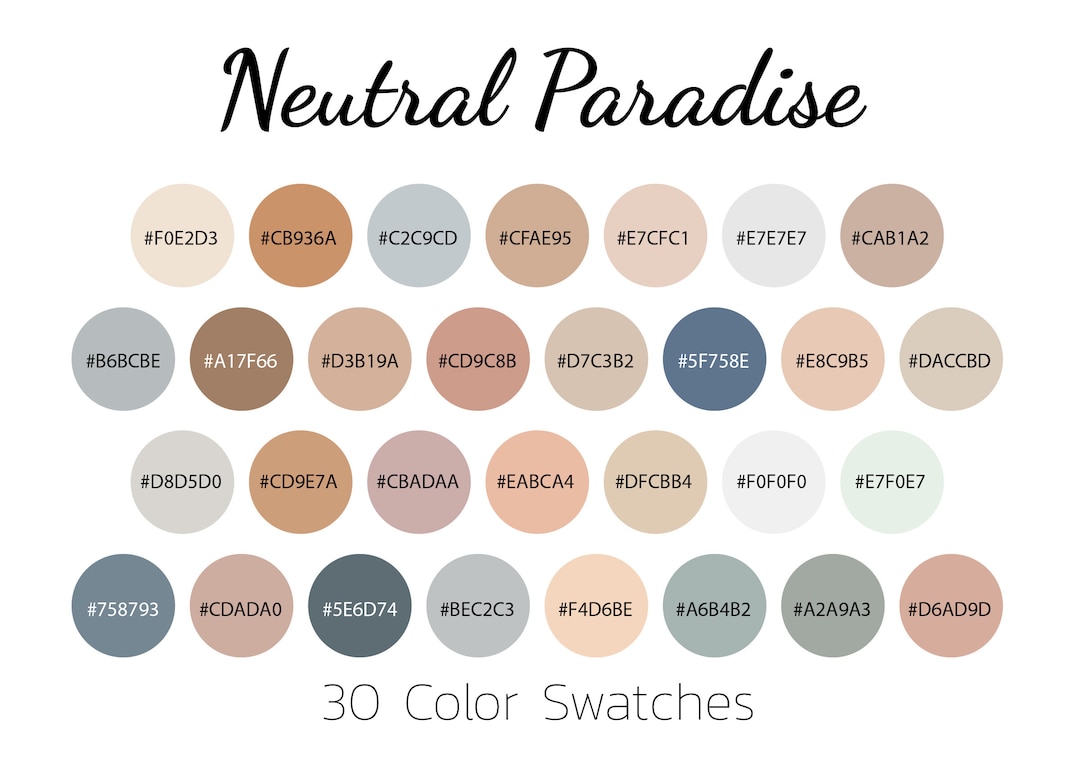 Neutral Paradise, Color Swatches, Color Palette, iPad - Etsy
