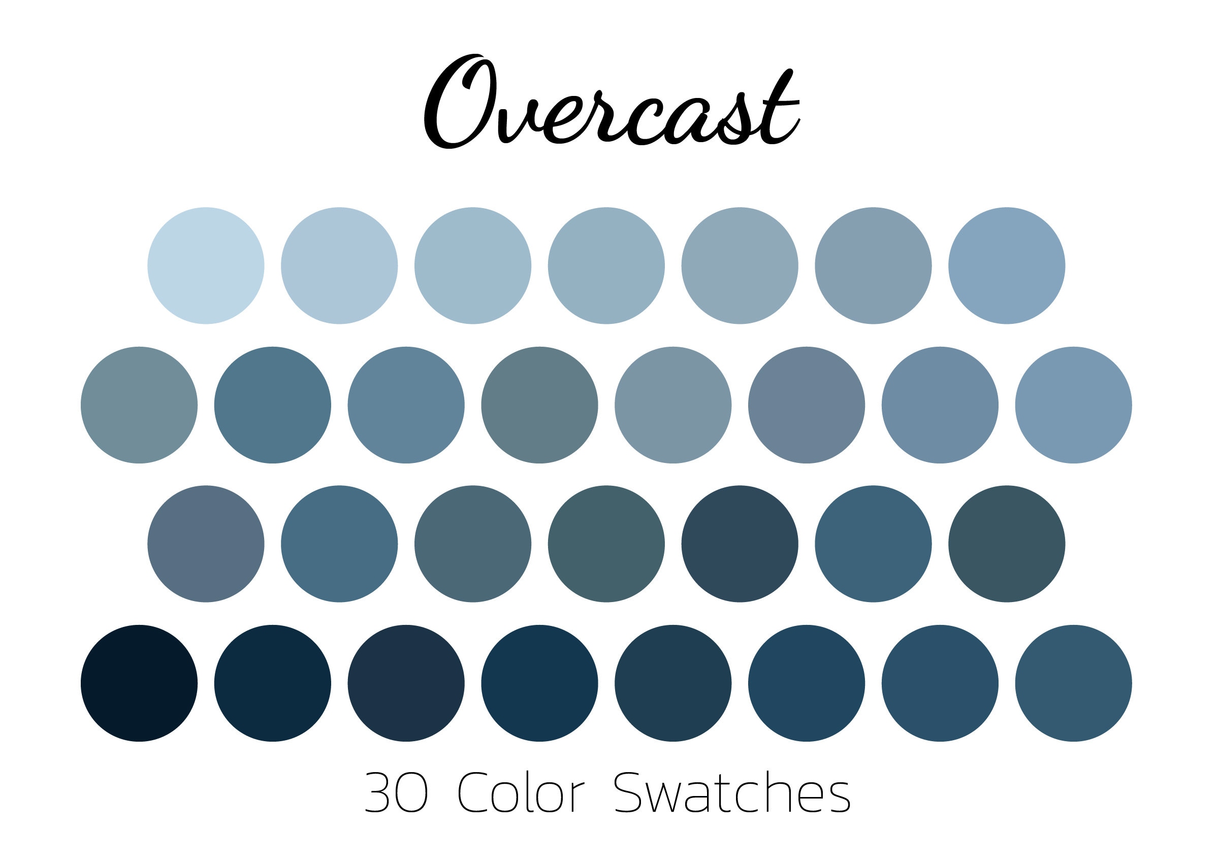 Overcast, Color Swatches, Color Palette, iPad Etsy