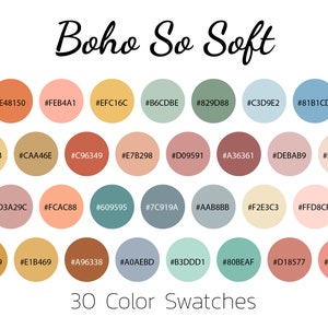 Boho-So-Soft, Color Swatches, Color Palette, iPad Color Palette