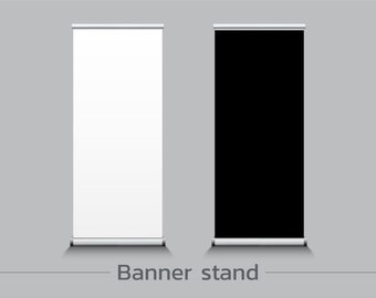 Rollup banners stand. Blank template mockups. Exhibition stand roll-up banners, Banner template, presentation, Vector, illustration