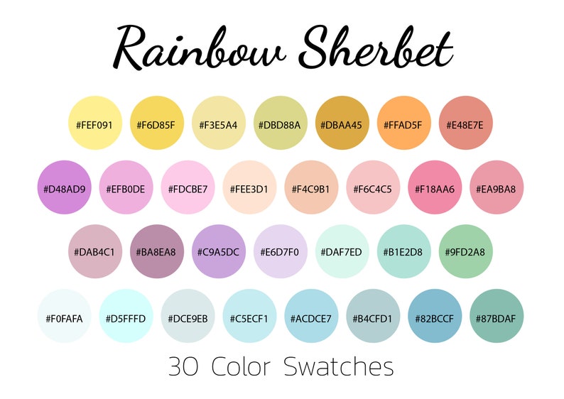 Rainbow Sherbet, Color Swatches, Color Palette, iPad - Etsy