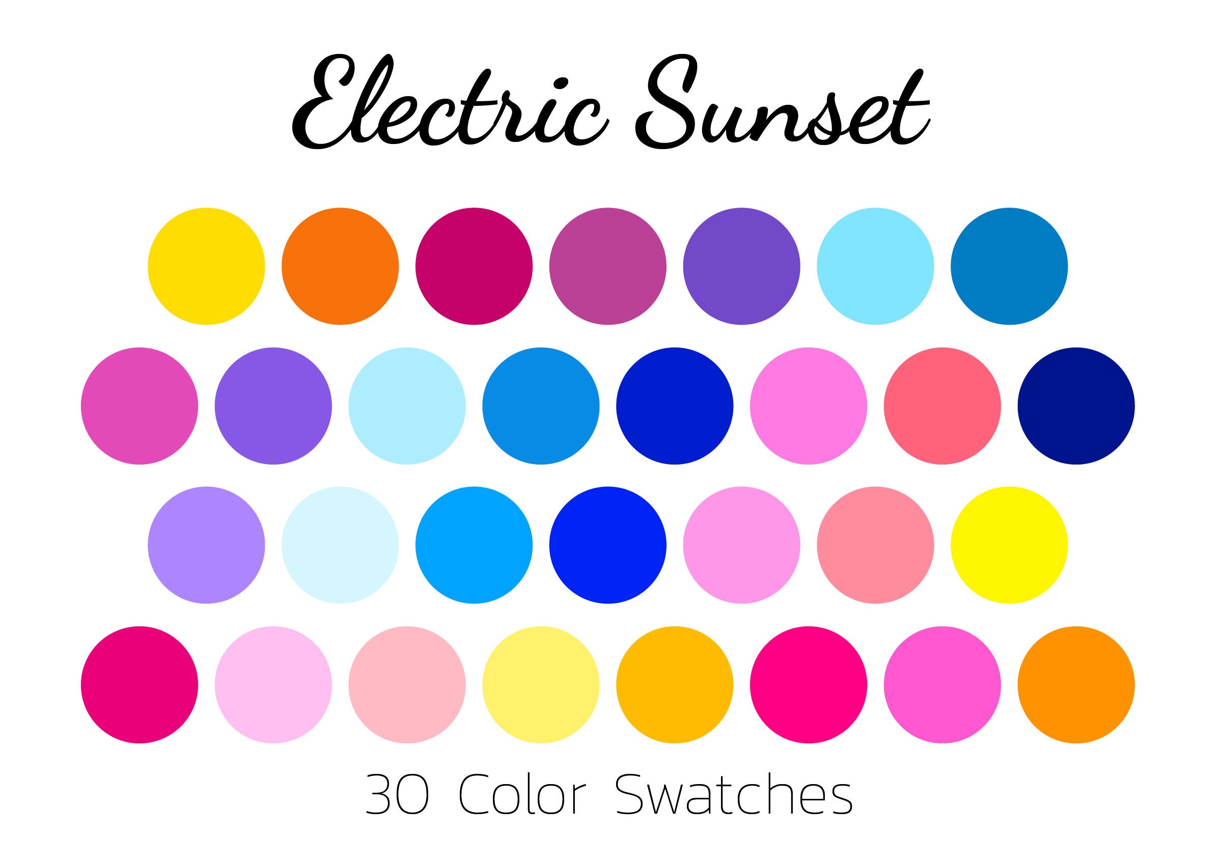 Electric Sunset, Color Swatches, Color Palette, iPad - Etsy