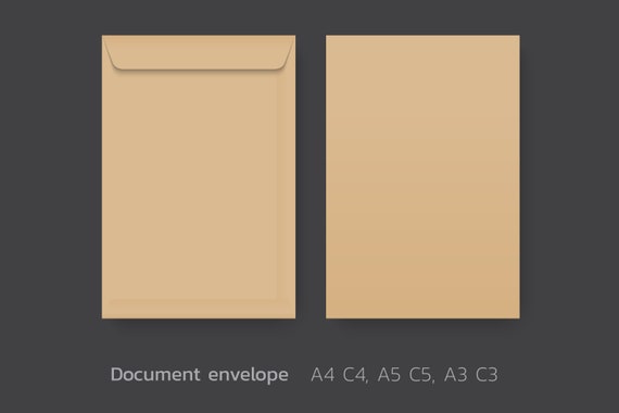 Absoluut kort Maan oppervlakte Paper Envelop Mockup A4 C4 A5 C5 A3 C3 Template Vector - Etsy