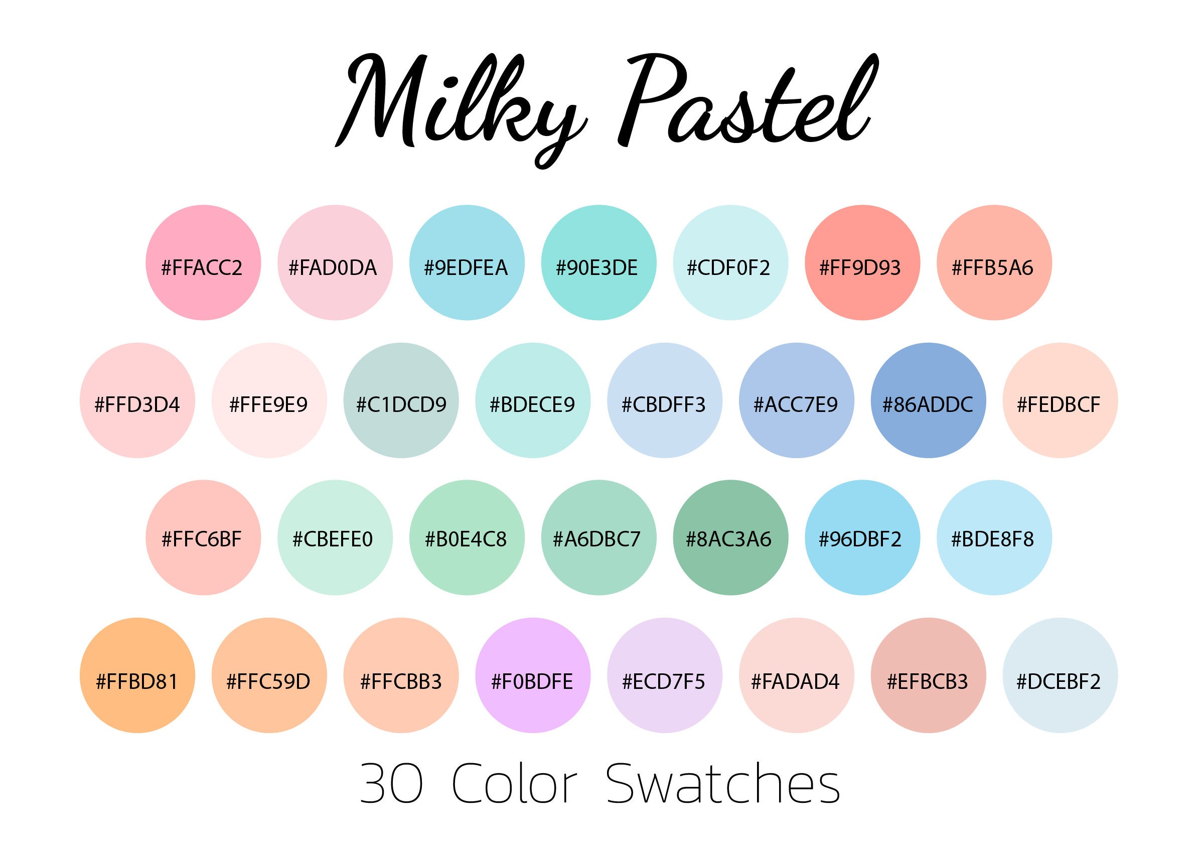 Procreate Color Palette Milky Pastel Color Swatches Pastel Colour 