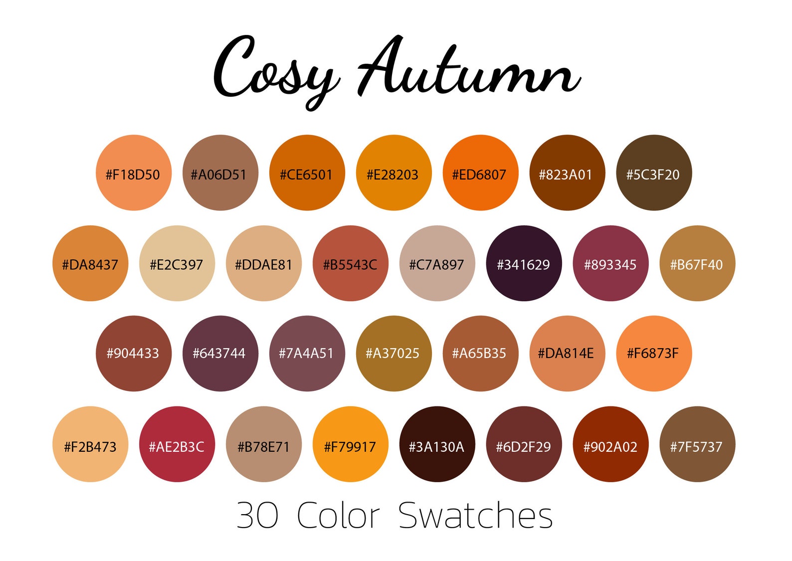 Cosy Autumn Color Swatches Color Palette iPad - Etsy