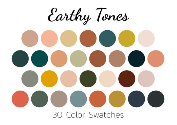 Earthy Tones, Color Swatches, Color Palette, iPAD