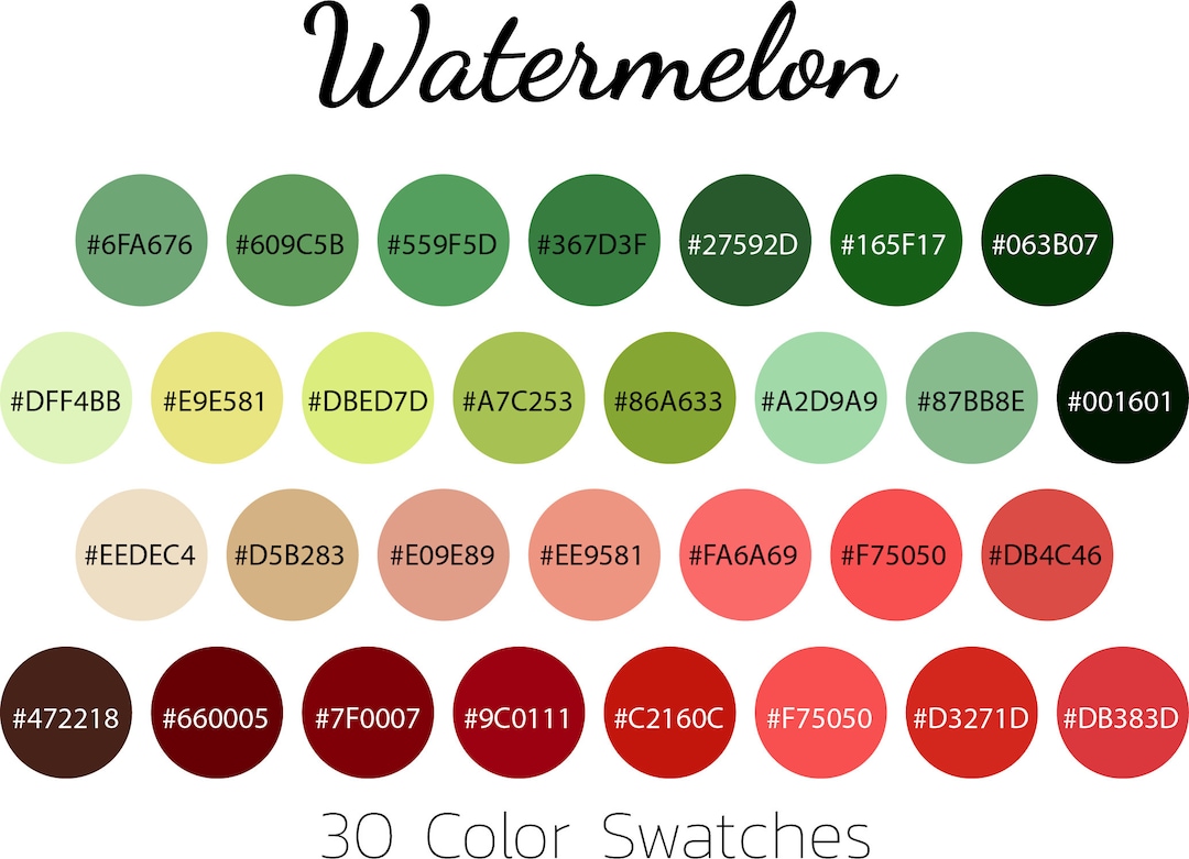 Watermelon, Color Swatches, Color Palette, iPad Instant Download Etsy