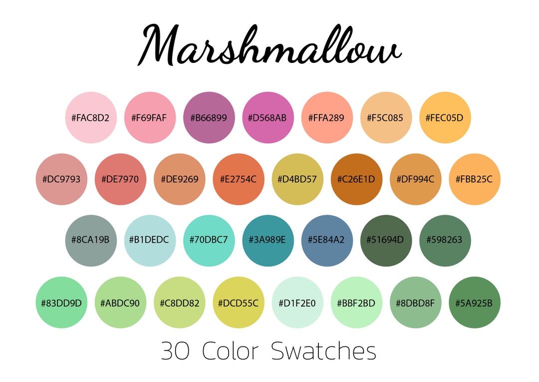 Marshmallow Color Swatches Color Palette Ipad - Etsy