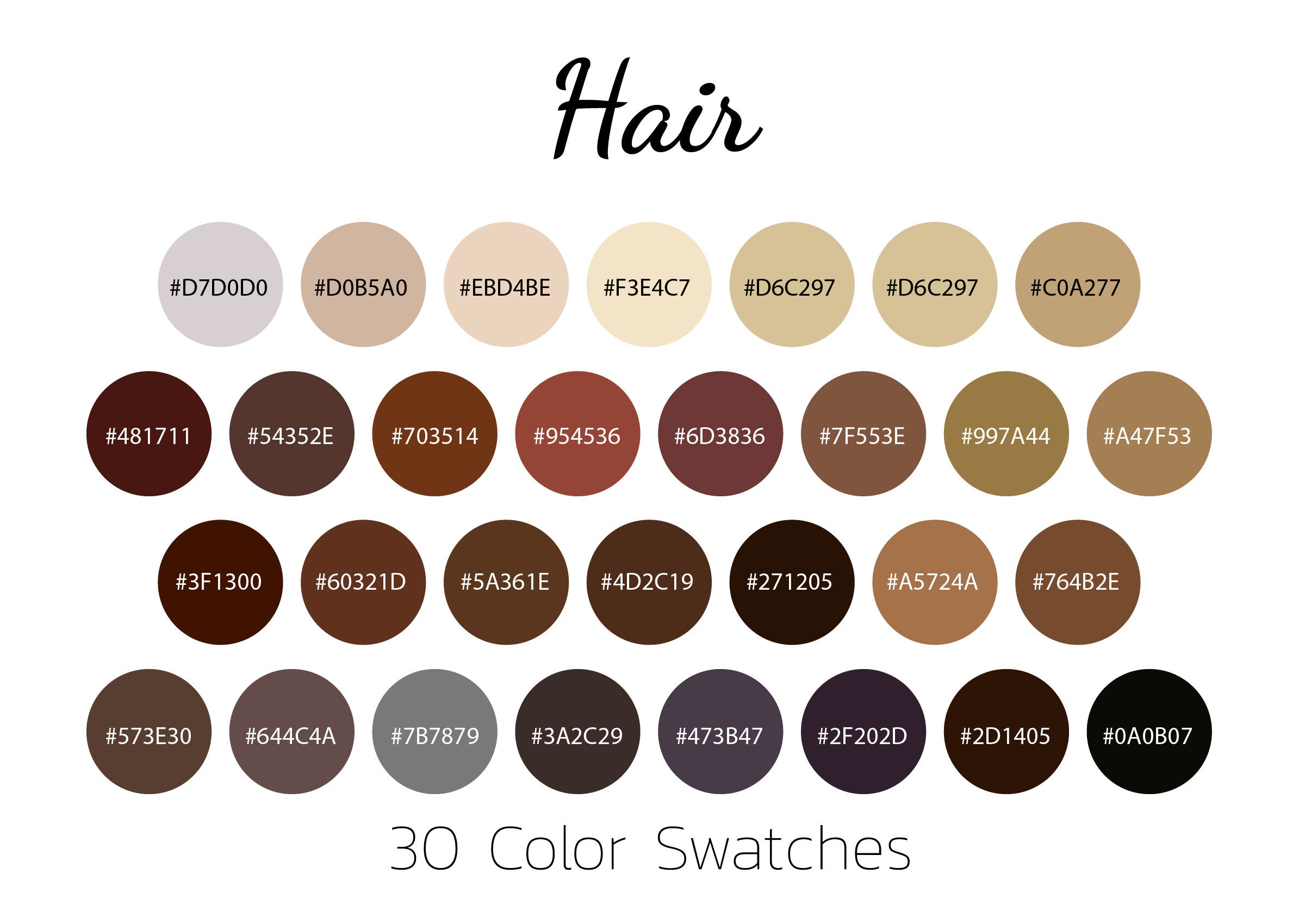 Hair, Color Swatches, Color Palette, iPad - Etsy