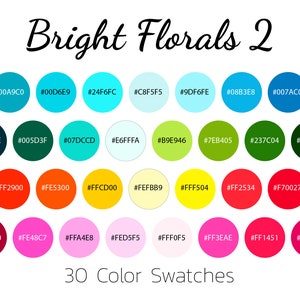 Bright Florals 2, Color Swatches, Color Palette, iPad