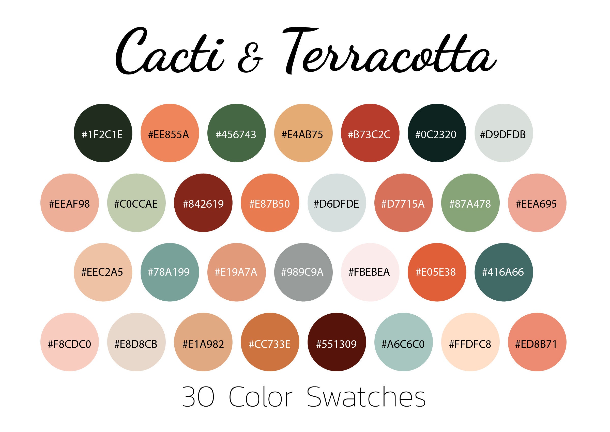 Cacti Terracotta, Color Swatches, Color Palette, iPad Etsy
