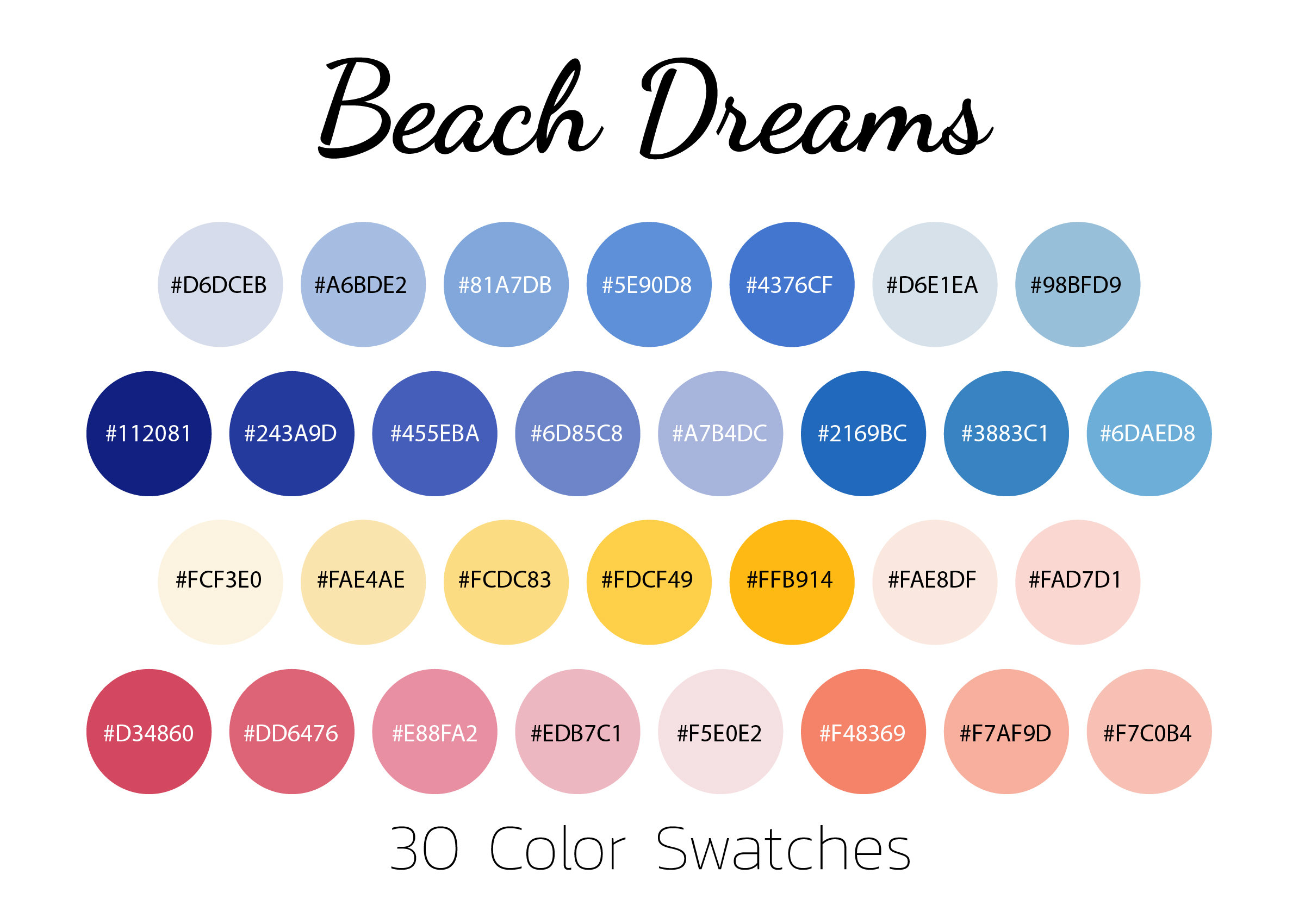 Beach Dreams Color Palette, 30 Swatches (digital Download) - Etsy