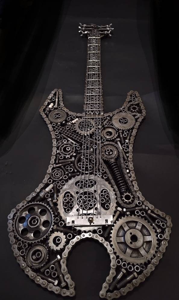 Decorative Guitar Handmade With Scrap Metal Car Parts, Nuts, Bolts ...