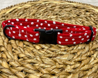 Red Polka Dot Dog Collar / Red Dog Collar / Cat Collar