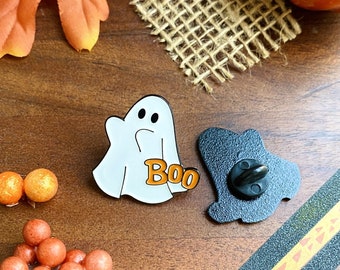 Boo Cute Ghost Enamel Pin | Halloween Pins | Halloween gifts | Birthday gift for him and her