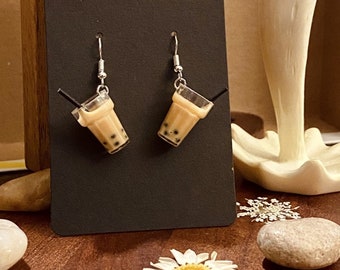 Iced Coffee Dangle Earrings | Boba Drink, Stainless Steel Hooks