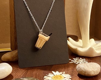 Iced Coffee Charm Necklace | Silver Plated Chain