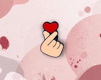 Red Heart Enamel Pin | Valentines Day Gift | Valentine’s Day pin | Kpop Love Sign