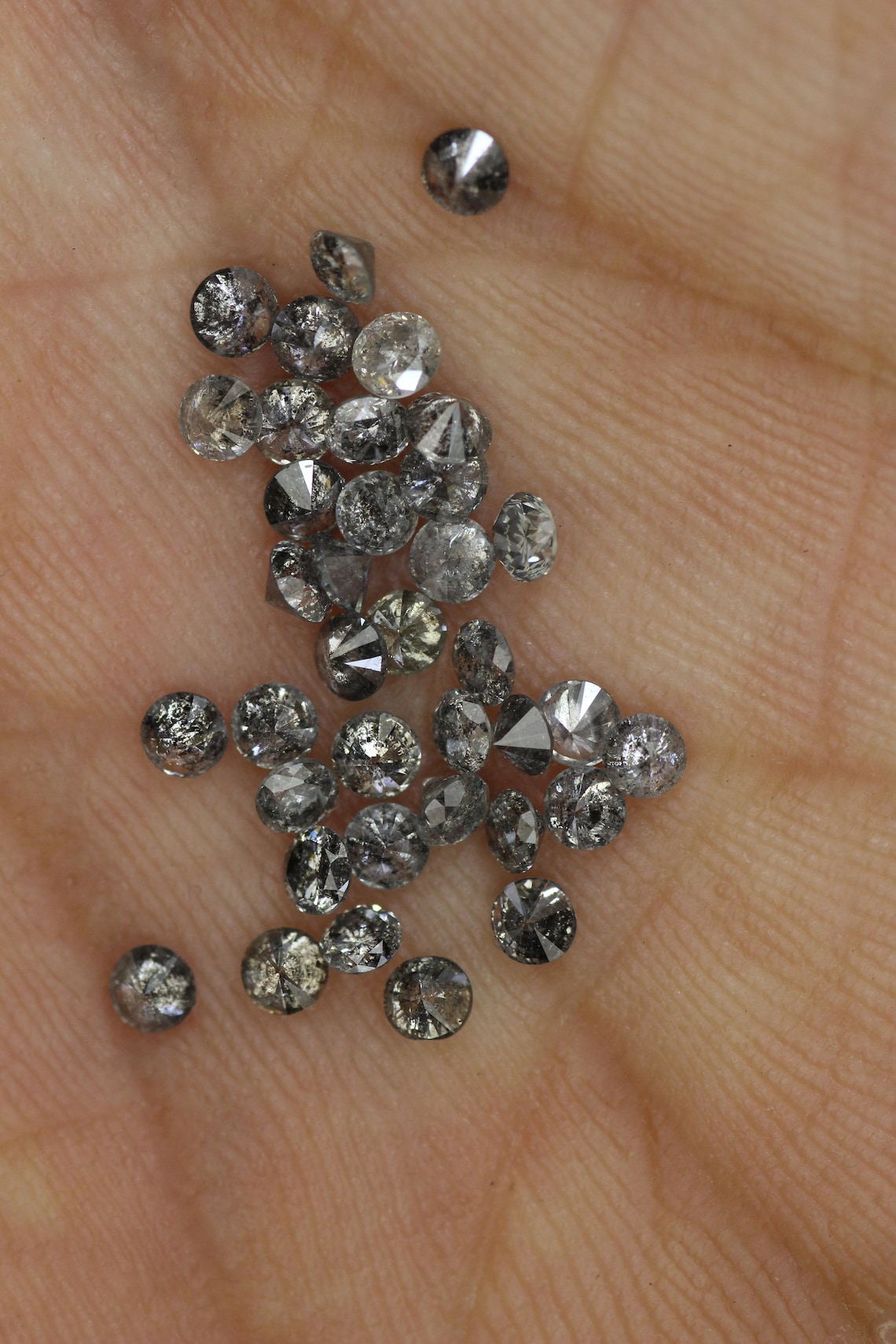 1.90 MM Salt And Pepper Round Brilliant Cut Minimal Diamonds Etsy