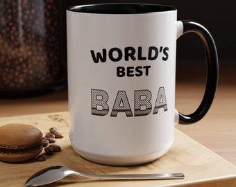 Coffee Mug for Dad with BABA and Palestinian Kufiyah, Arabic Mug, Middle Eastern Dad Gift, Fathers Day Mug, Baba Mug