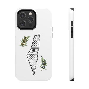 Palestine Map Kufiyah Tough Phone Case, Olive Tree Branches Design, Protective Cover, Unique Gift, Phone Accessory