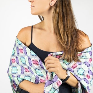 Sette Colorful Womens Square Scarf | Horse Themed Accessories | Equestrian Inspired Satin Charmeuse Shawl | Made With Sustainable Fabrics