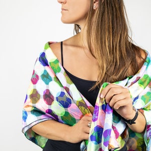 Otto Colorful Womens Square Scarf | Horse Themed Accessories | Equestrian Inspired Satin Charmeuse Shawl | Made With Sustainable Fabrics