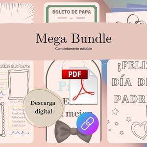 Mega Pack Imprimible Día del Padre | Tarjetas, Cupones, Dibujos para Colorear, Frases, Etiquetas de Regalo | Regalo para Papá | Descarga