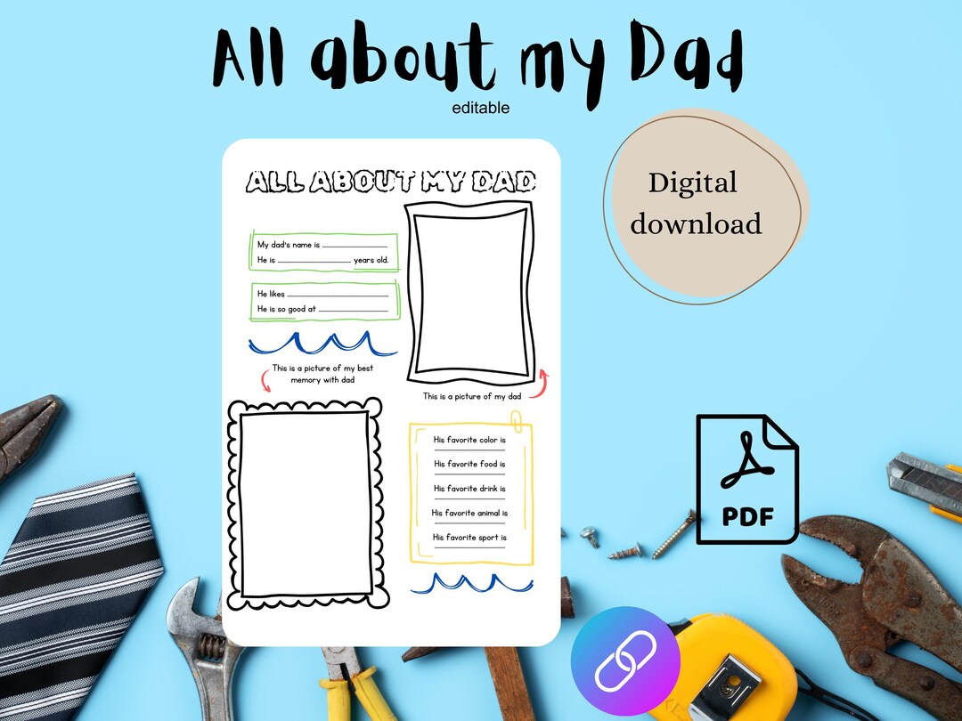 All About My Dad Printable | Father’s Day Gift From Kids | DIY Father's ...