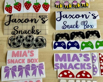 Personalised Snack Box Vinyl names: DIY Decoration/travel snacks stickers