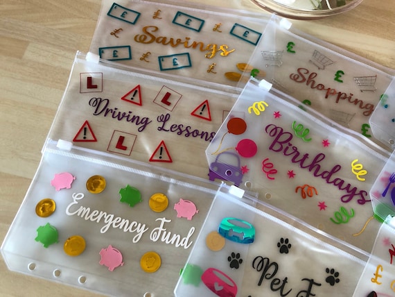Cash stuffing envelopes, budget binder wallets, personalised.