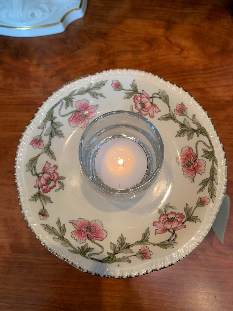 Vintage Tea Cup Candle Holder Upcycled Candy Dish Shabby Etsy