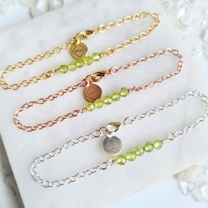 Peridot Crystal Bar Bracelet