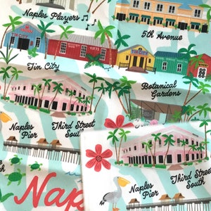 Naples Florida Fun Pop of Color Tea Towel Lisa Monias