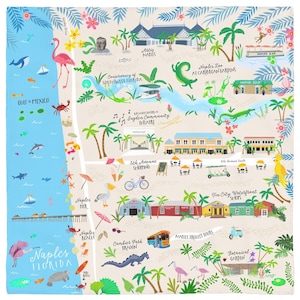 Naples Floride Carte dessinée à la main Bandana / Écharpe souvenir