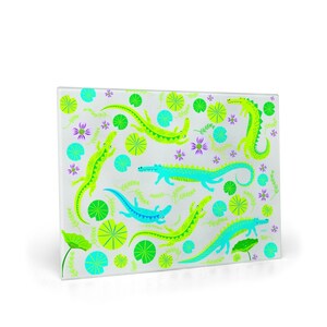 Playful Cute Gators Glass Cutting Board