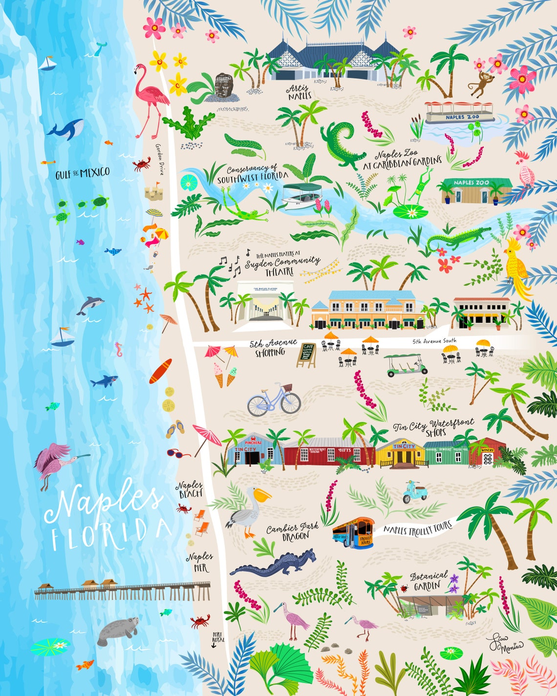 Naples Florida / Naples Pier / Tropical Print / Port Royal / Naples