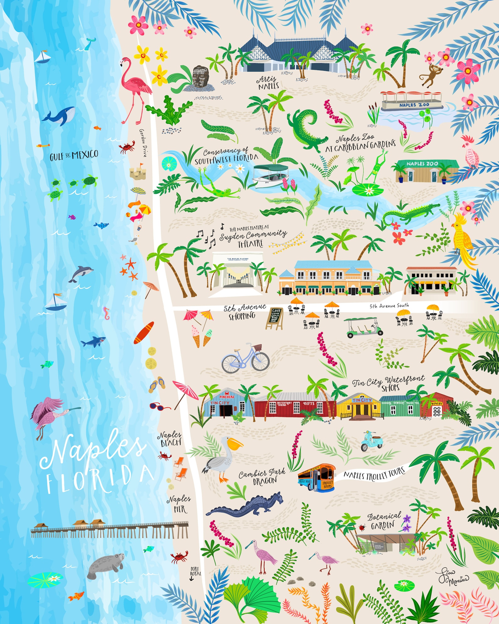 Naples Florida / Naples Pier / Tropical Print / Port Royal / Naples