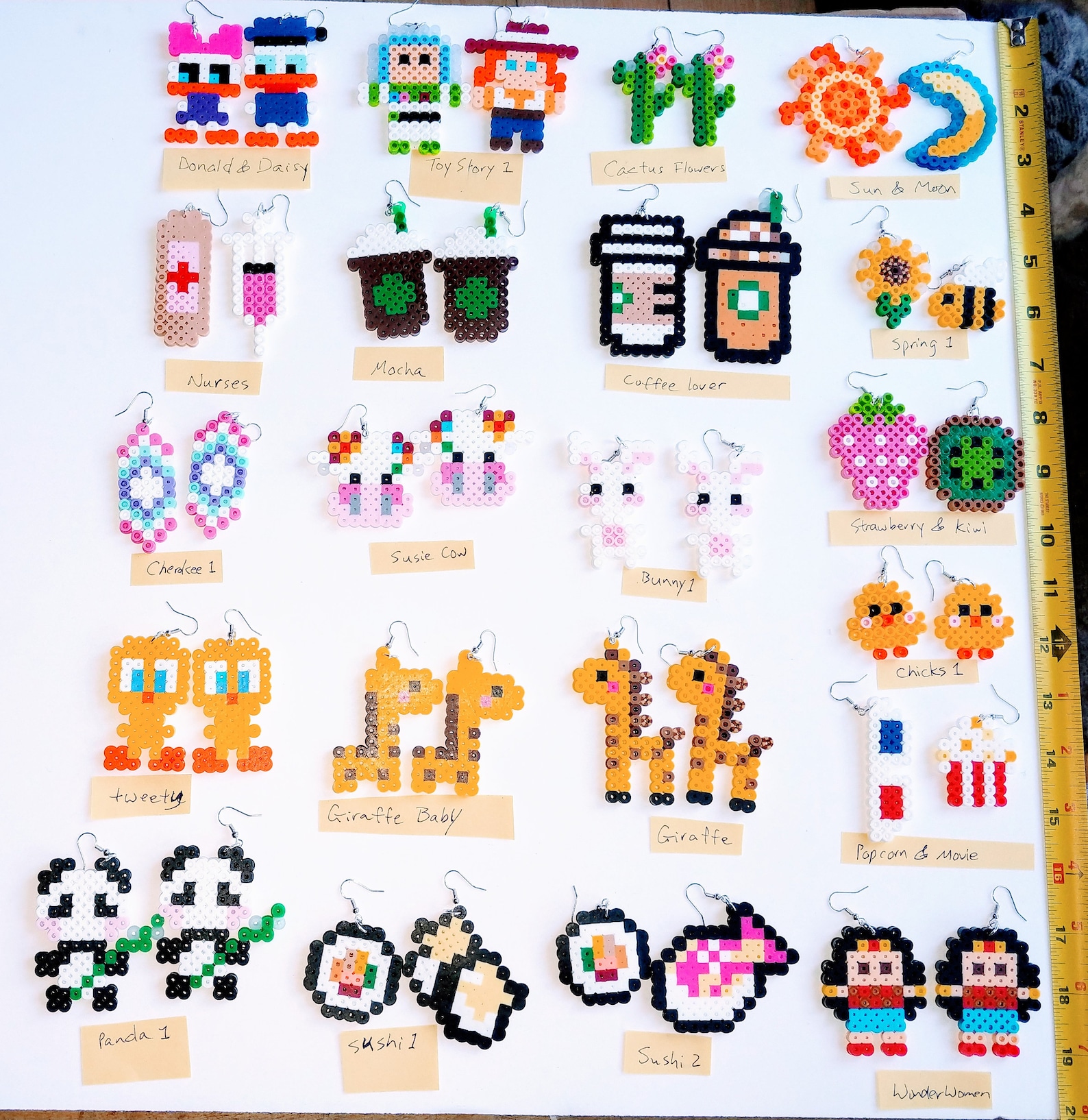 Perler beads earrings Etsy