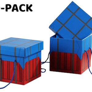 10-Pack of Large PUBG Air Drop Supply Crate Gift Box - 6&quot; Box for Gifts, Party Favors, and Storage - Folding Flatpack Design