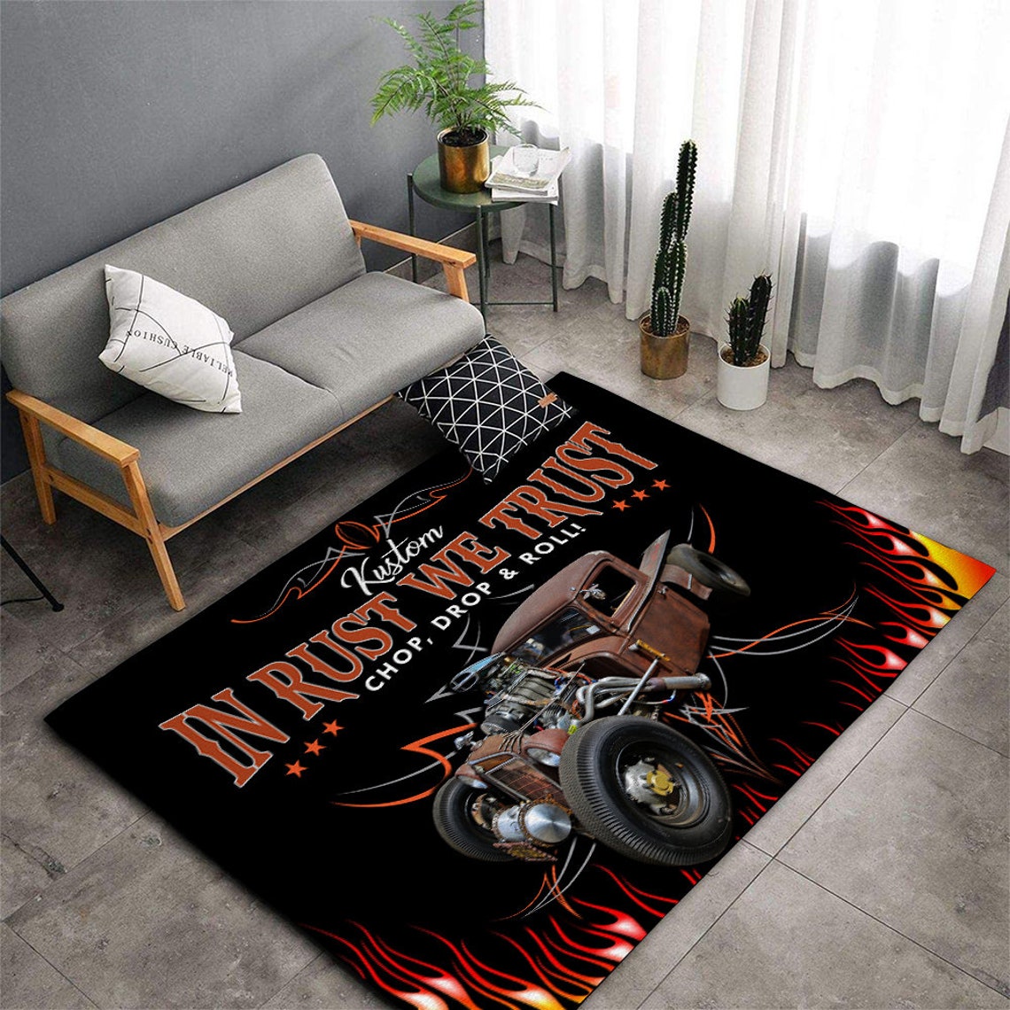 In Rust We Trust Rug Garage Rug for Men / Rat Fink Rug/ Etsy UK